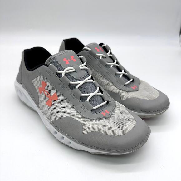 UNDER ARMOUR DRAINSTER WATER BEACH BOAT SHOE SNEAKER WOMENS SIZE 7.5 GRAY PEACH - Picture 1 of 14